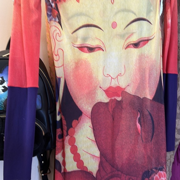 Vivienne Tam long mesh 90’s Y2K Buddha Kiss Dress - Picture 9 of 12